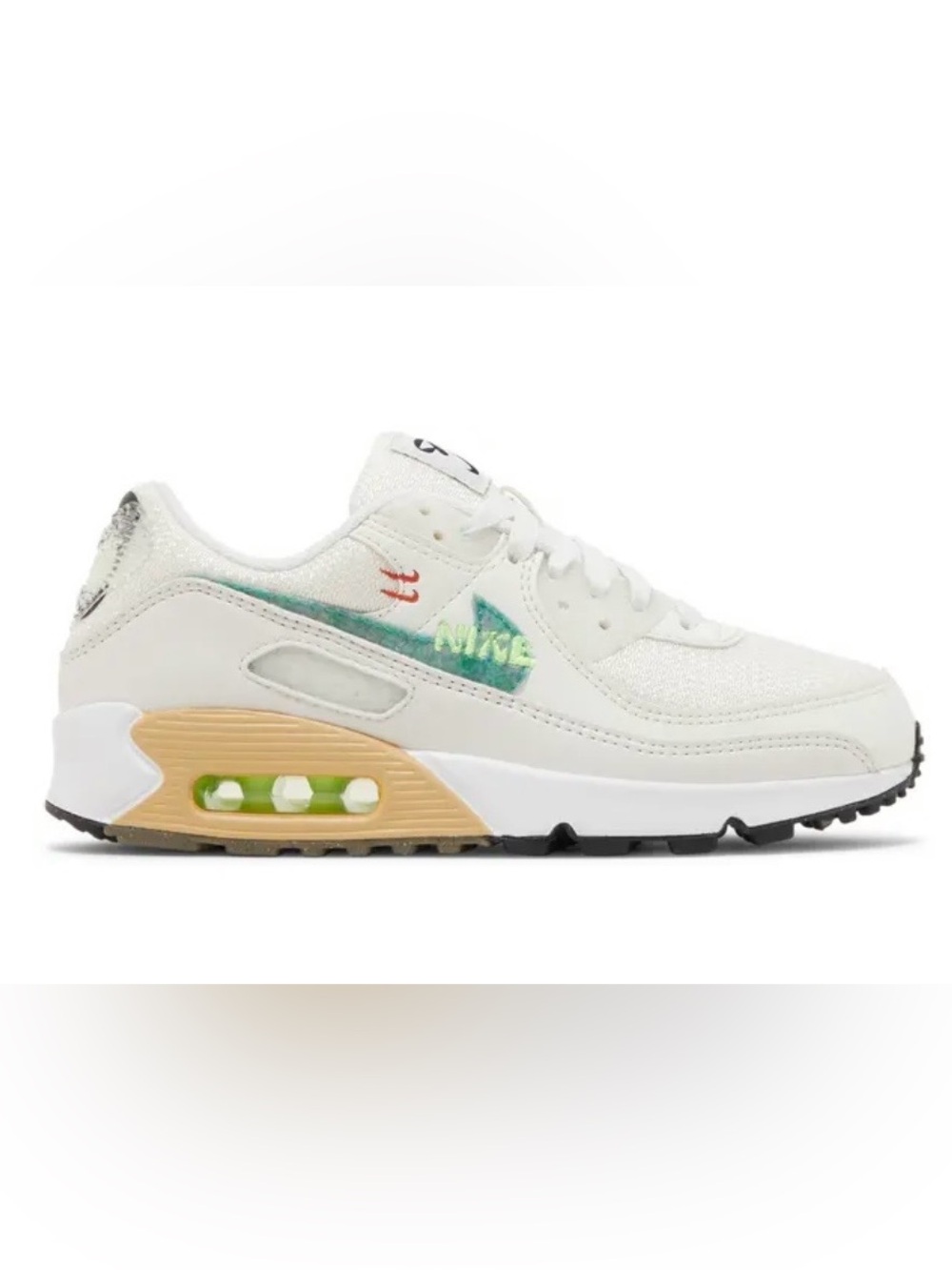 Nike Air Max 90 SE Shoes Women Size10 Summit White Neptune Green Swoosh